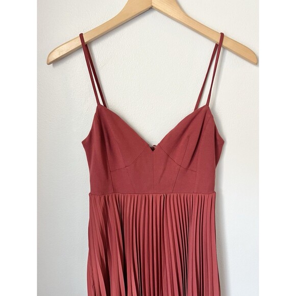 Anthro Midi Dress Pleated Chiffon Rust Orange Sweetheart Bodice XS 4/6 Chic Prom - Picture 14 of 14